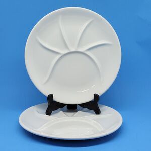 Pillivuyt France Porcelain Depuis 1818 9 5/8" Set Of 2 White Divided Plates VGC